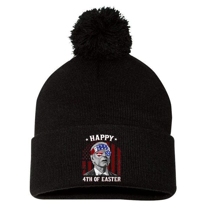 Happy 4th Of Easter Biden Confused 4th Of July Dazed Funny  Pom Pom 12in Knit Beanie