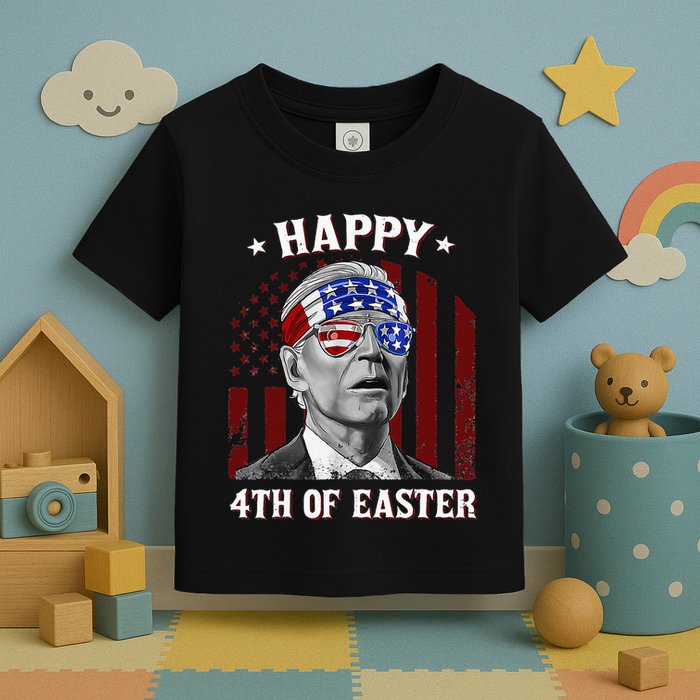 Happy 4th Of Easter Biden Confused 4th Of July Dazed Funny  Toddler T-Shirt