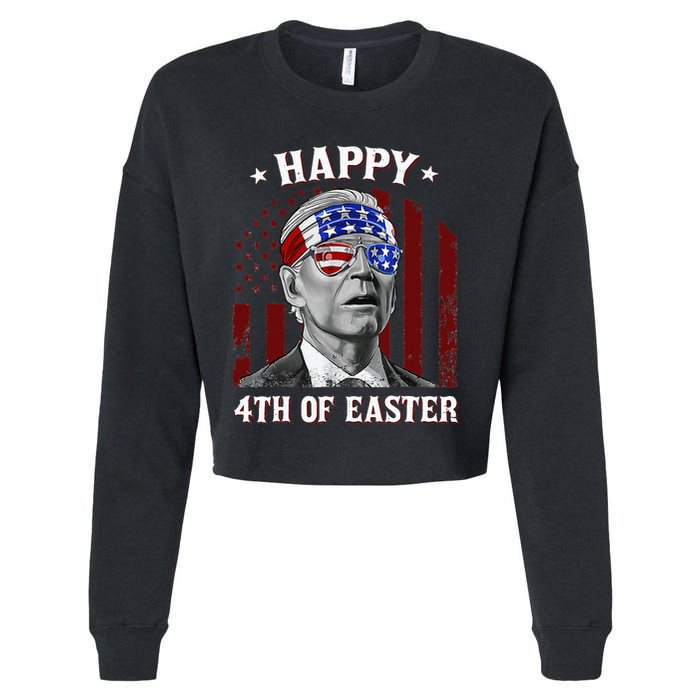 Happy 4th Of Easter Biden Confused 4th Of July Dazed Funny  Cropped Pullover Crew