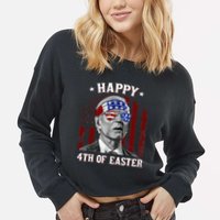 Happy 4th Of Easter Biden Confused 4th Of July Dazed Funny  Cropped Pullover Crew