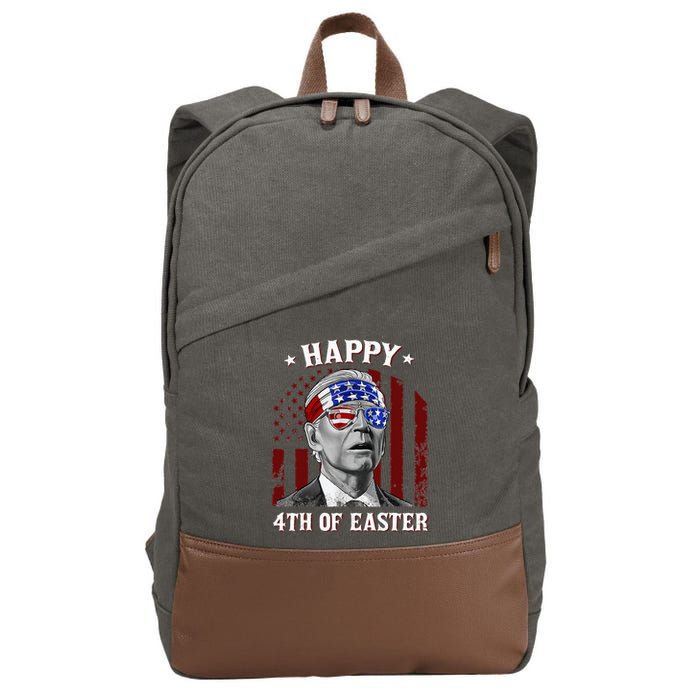 Happy 4th Of Easter Biden Confused 4th Of July Dazed Funny  Cotton Canvas Backpack
