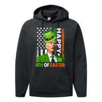 Happy 4th Of Easter Joe Biden St Patricks Day Leprechaun Performance Fleece Hoodie