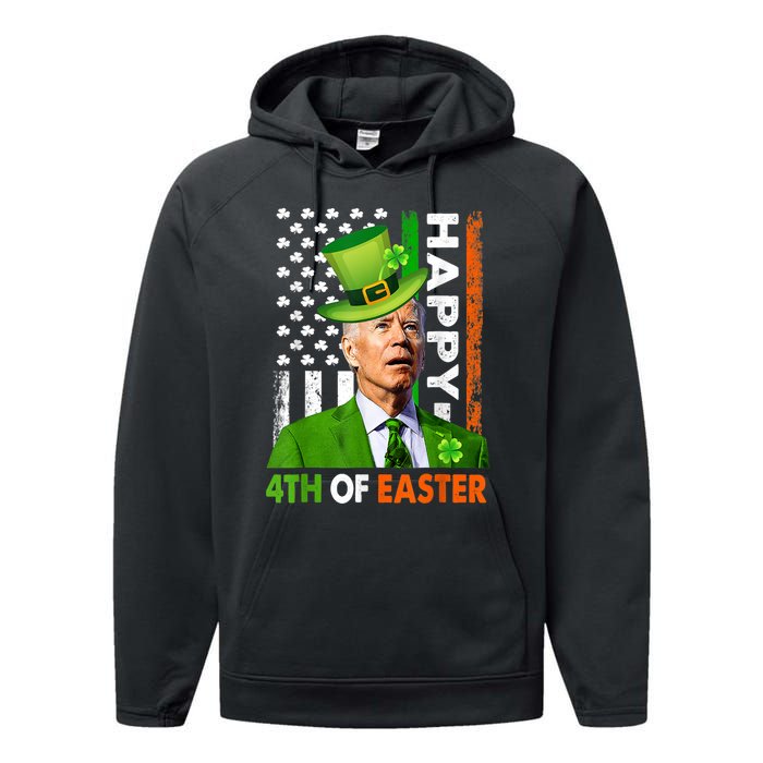 Happy 4th Of Easter Joe Biden St Patricks Day Leprechaun Performance Fleece Hoodie