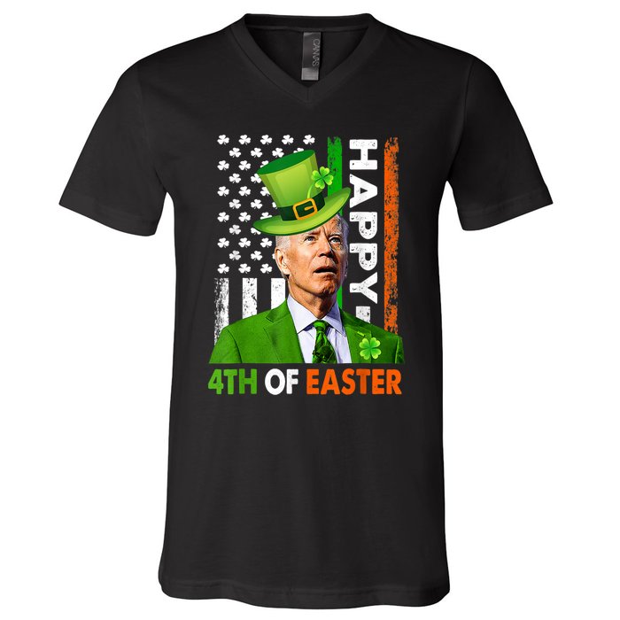 Happy 4th Of Easter Joe Biden St Patricks Day Leprechaun V-Neck T-Shirt