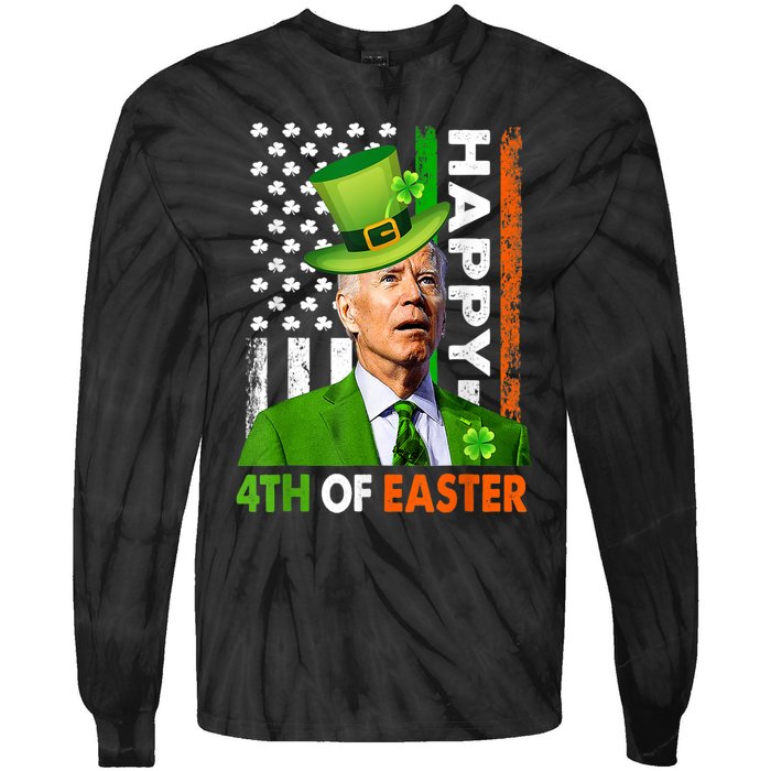 Happy 4th Of Easter Joe Biden St Patricks Day Leprechaun Tie-Dye Long Sleeve Shirt