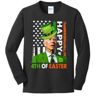 Happy 4th Of Easter Joe Biden St Patricks Day Leprechaun Kids Long Sleeve Shirt