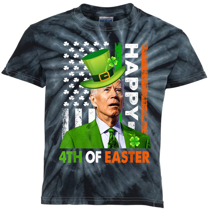 Happy 4th Of Easter Joe Biden St Patricks Day Leprechaun Kids Tie-Dye T-Shirt