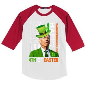 Happy 4th Of Easter Joe Biden St Patricks Day Leprechaun Kids Colorblock Raglan Jersey