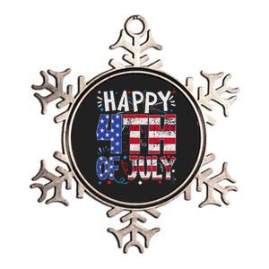 Happy 4th Of July Patriotic American Us Flag 4th Of July Metallic Star Ornament