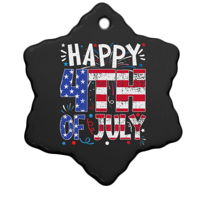 Happy 4th Of July Patriotic American Us Flag 4th Of July Ceramic Star Ornament