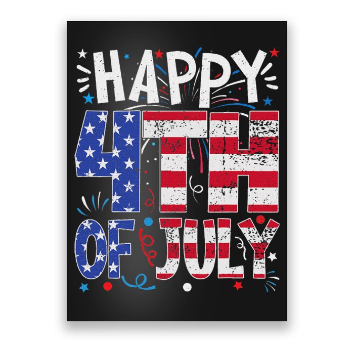 Happy 4th Of July Patriotic American Us Flag 4th Of July Poster