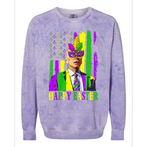 Happy 4th Of Easter Funny Joe Biden Mardi Gras Shenanigans Colorblast Crewneck Sweatshirt