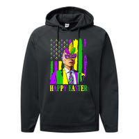 Happy 4th Of Easter Funny Joe Biden Mardi Gras Shenanigans Performance Fleece Hoodie