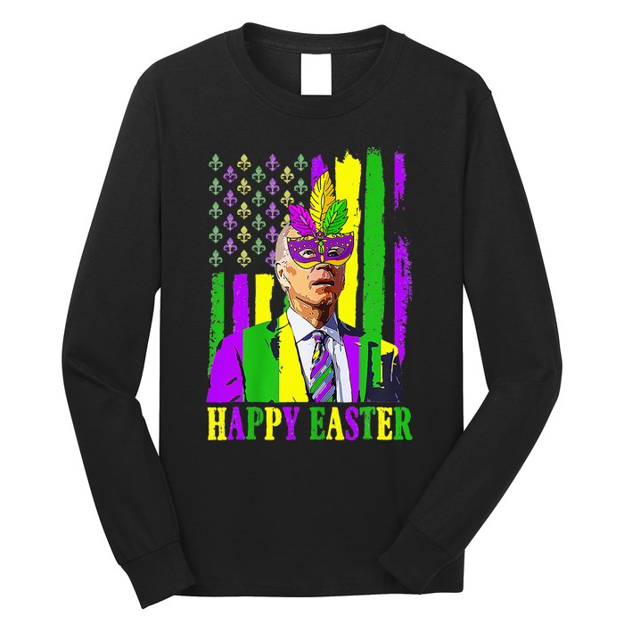 Happy 4th Of Easter Funny Joe Biden Mardi Gras Shenanigans Long Sleeve Shirt