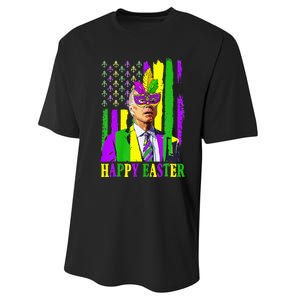 Happy 4th Of Easter Funny Joe Biden Mardi Gras Shenanigans Performance Sprint T-Shirt