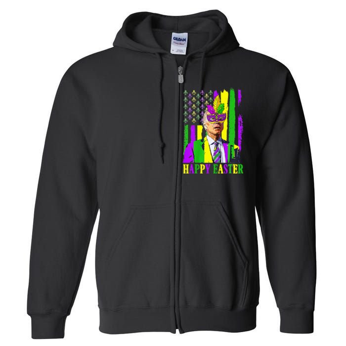 Happy 4th Of Easter Funny Joe Biden Mardi Gras Shenanigans Full Zip Hoodie