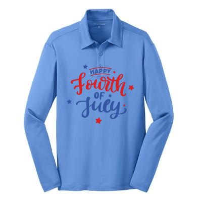 Happy 4th Of July Festive Holiday Silk Touch Performance Long Sleeve Polo