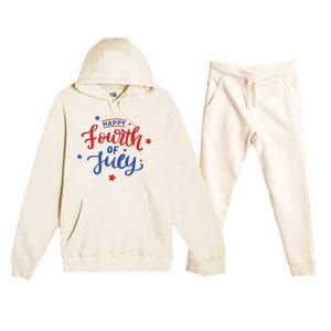 Happy 4th Of July Festive Holiday Premium Hooded Sweatsuit Set