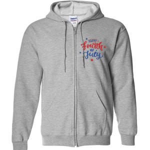 Happy 4th Of July Festive Holiday Full Zip Hoodie