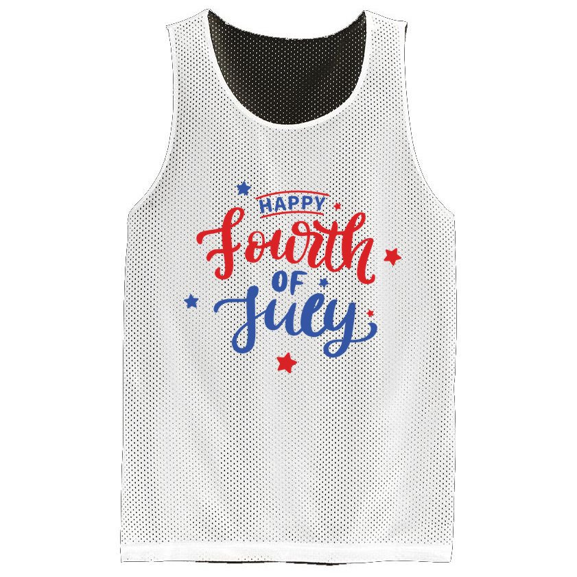 Happy 4th Of July Festive Holiday Mesh Reversible Basketball Jersey Tank