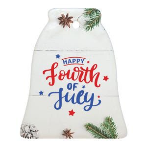 Happy 4th Of July Festive Holiday Ceramic Bell Ornament