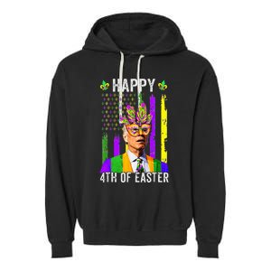 Happy 4th Of Easter Funny Joe Biden Mardi Gras Shenanigans  Garment-Dyed Fleece Hoodie