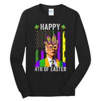 Happy 4th Of Easter Funny Joe Biden Mardi Gras Shenanigans  Tall Long Sleeve T-Shirt