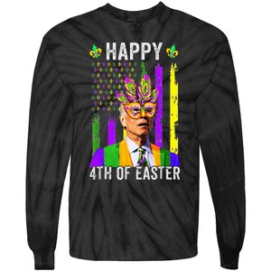 Happy 4th Of Easter Funny Joe Biden Mardi Gras Shenanigans  Tie-Dye Long Sleeve Shirt