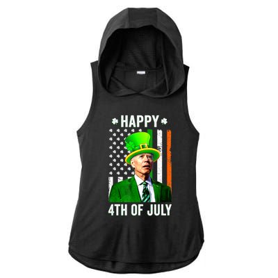 Happy 4th Of July Confused Funny Joe Biden St Patricks Day Ladies PosiCharge Tri-Blend Wicking Draft Hoodie Tank