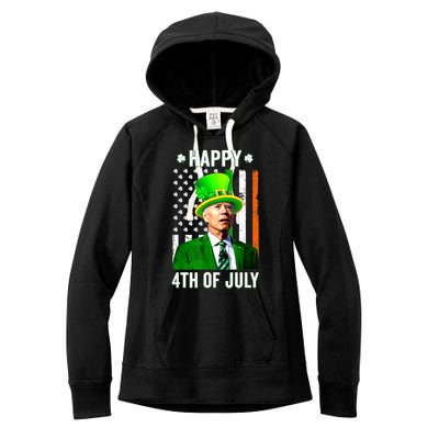 Happy 4th Of July Confused Funny Joe Biden St Patricks Day Women's Fleece Hoodie