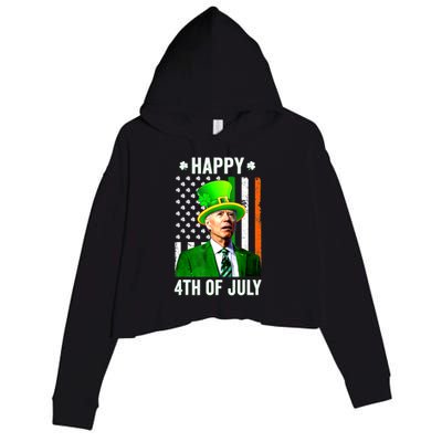 Happy 4th Of July Confused Funny Joe Biden St Patricks Day Crop Fleece Hoodie