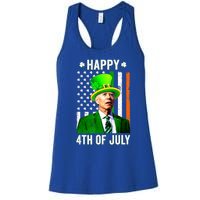 Happy 4th Of July Confused Funny Joe Biden St Patricks Day Women's Racerback Tank