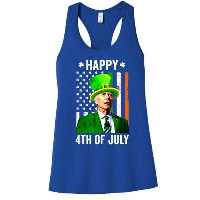 Happy 4th Of July Confused Funny Joe Biden St Patricks Day Women's Racerback Tank