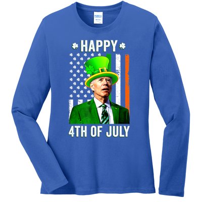 Happy 4th Of July Confused Funny Joe Biden St Patricks Day Ladies Long Sleeve Shirt