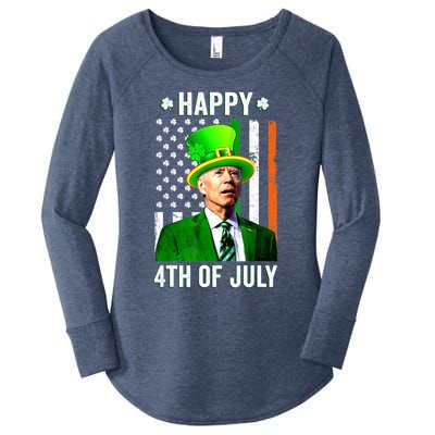 Happy 4th Of July Confused Funny Joe Biden St Patricks Day Women's Perfect Tri Tunic Long Sleeve Shirt