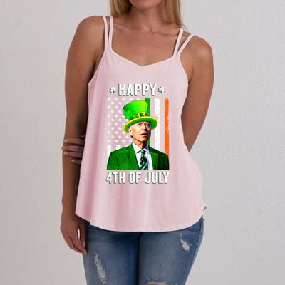 Happy 4th Of July Confused Funny Joe Biden St Patricks Day Women's Strappy Tank