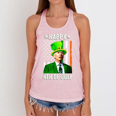 Happy 4th Of July Confused Funny Joe Biden St Patricks Day Women's Knotted Racerback Tank