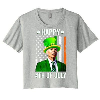 Happy 4th Of July Confused Funny Joe Biden St Patricks Day Women's Crop Top Tee