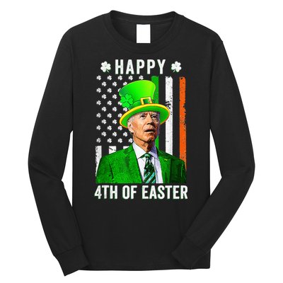 Happy 4th Of Easter Joe Biden St Patricks Day Leprechaun Hat  Long Sleeve Shirt