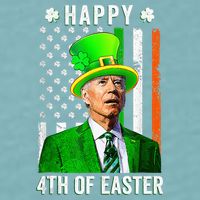 Happy 4th Of Easter Joe Biden St Patricks Day Leprechaun Hat  Sueded Cloud Jersey T-Shirt