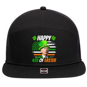 Happy 4th Of Easter Joe Biden St Patricks Day Leprechaun American Flag 7 Panel Mesh Trucker Snapback Hat