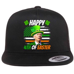 Happy 4th Of Easter Joe Biden St Patricks Day Leprechaun American Flag Flat Bill Trucker Hat