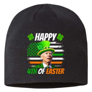 Happy 4th Of Easter Joe Biden St Patricks Day Leprechaun American Flag Sustainable Beanie