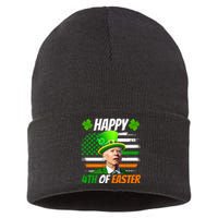 Happy 4th Of Easter Joe Biden St Patricks Day Leprechaun American Flag Sustainable Knit Beanie