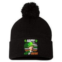 Happy 4th Of Easter Joe Biden St Patricks Day Leprechaun American Flag Pom Pom 12in Knit Beanie