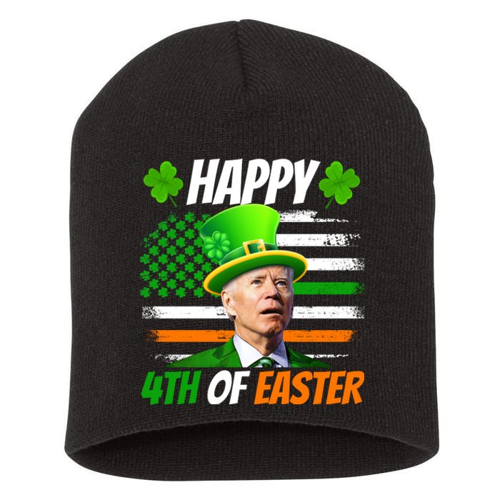 Happy 4th Of Easter Joe Biden St Patricks Day Leprechaun American Flag Short Acrylic Beanie