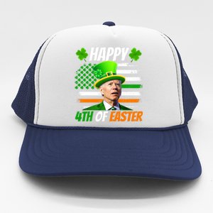 Happy 4th Of Easter Joe Biden St Patricks Day Leprechaun American Flag Trucker Hat