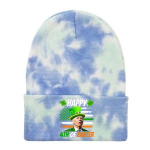 Happy 4th Of Easter Joe Biden St Patricks Day Leprechaun American Flag Tie Dye 12in Knit Beanie