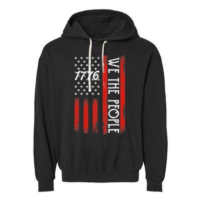 Happy 4th Of July 1776 American Flag Garment-Dyed Fleece Hoodie
