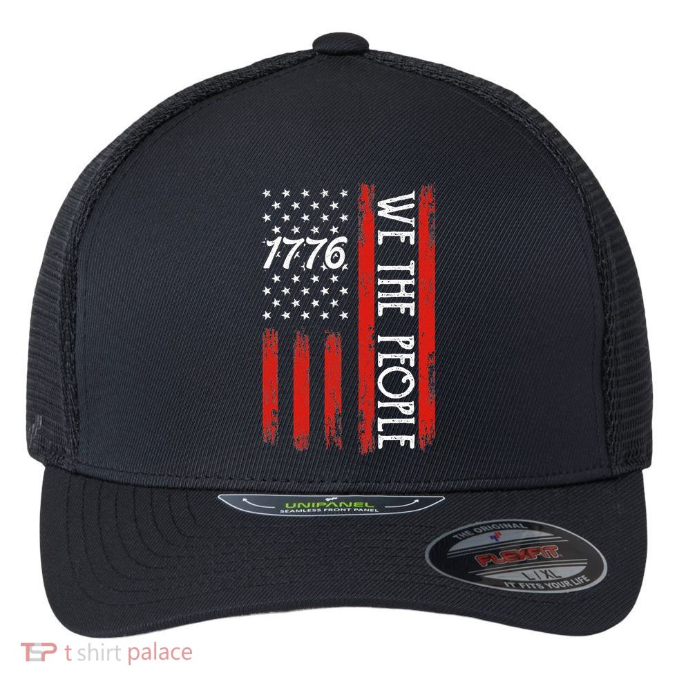 Happy 4th Of July 1776 American Flag Flexfit Unipanel Trucker Cap